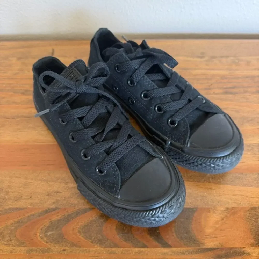 Converse Chuck Taylor All-Star Black on Black Low Top Sneakers - Youth Size 12